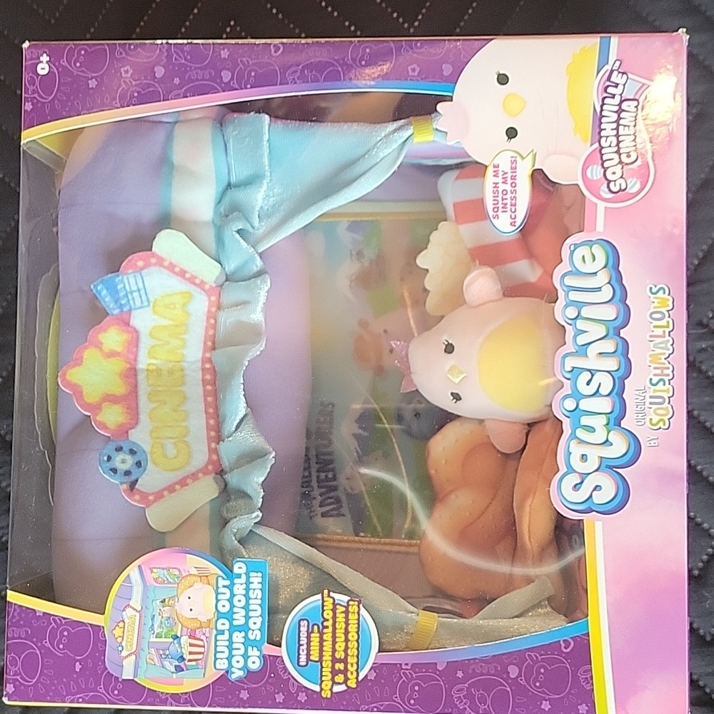Squishmallows Squishville Cinema Set with Pink and Yellow Plush